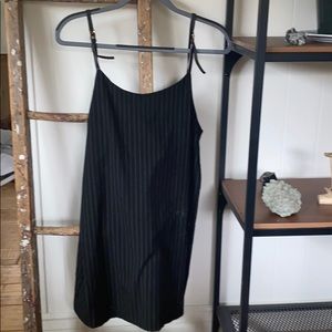 striped mini dress with leather straps